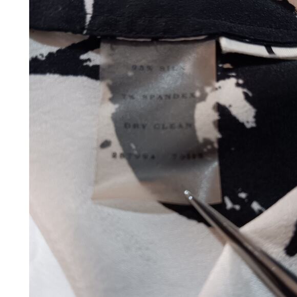 ANN TAYLOR Classic Floral Silk Blouse Top *READ 4 Spandex Abstract Dressy Career - Picture 5 of 10